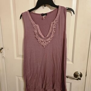 Lavender Crochet Trim Tank Top